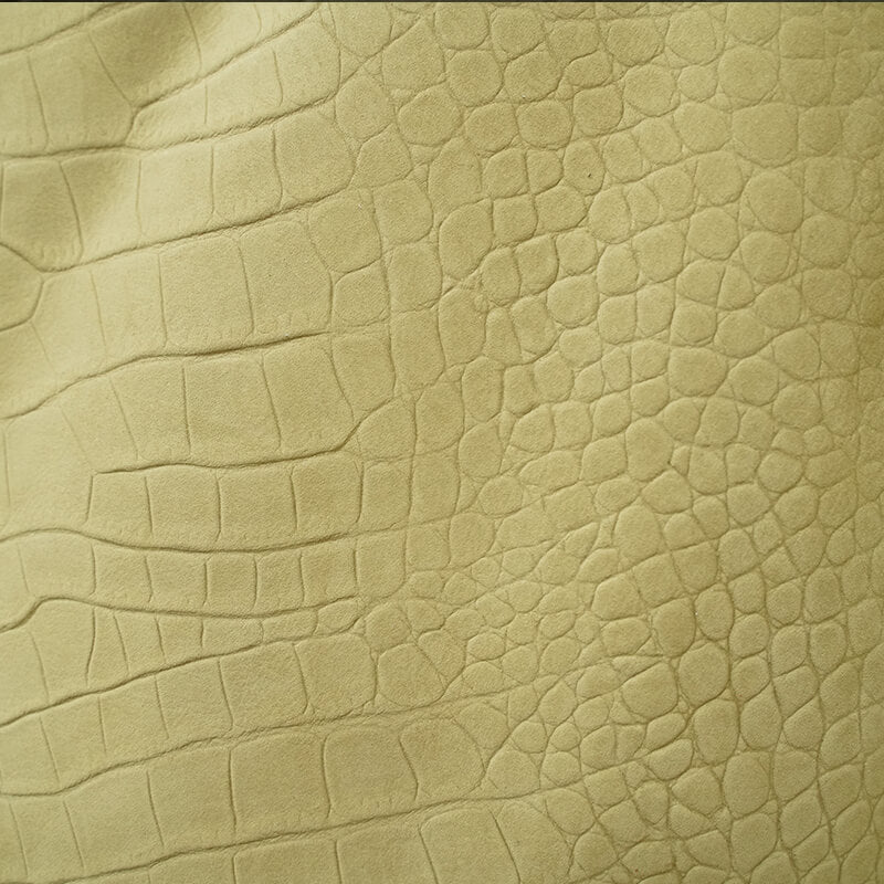 Top Grain Nubuck Crocodile Embossed Leather – Babylon Leather - Babylon LeatherBabylon LeatherLT035-Light Bean Green-1.2-1.3mm-5 sq. ft.