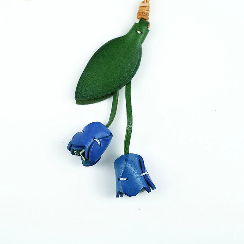 Tulip Flower Shape Leather Charm Keychain – Babylon Leather - Babylon LeatherBabylon LeatherLL55-Blue