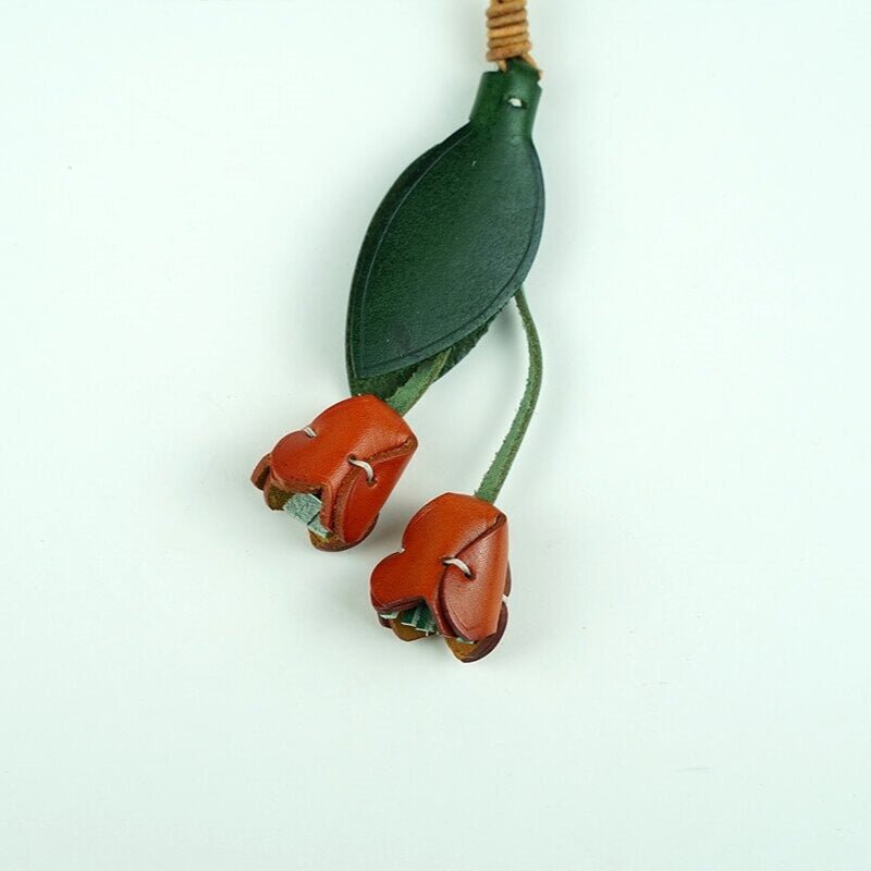 Tulip Flower Shape Leather Charm Keychain – Babylon Leather - Babylon LeatherBabylon LeatherLL55-Brown