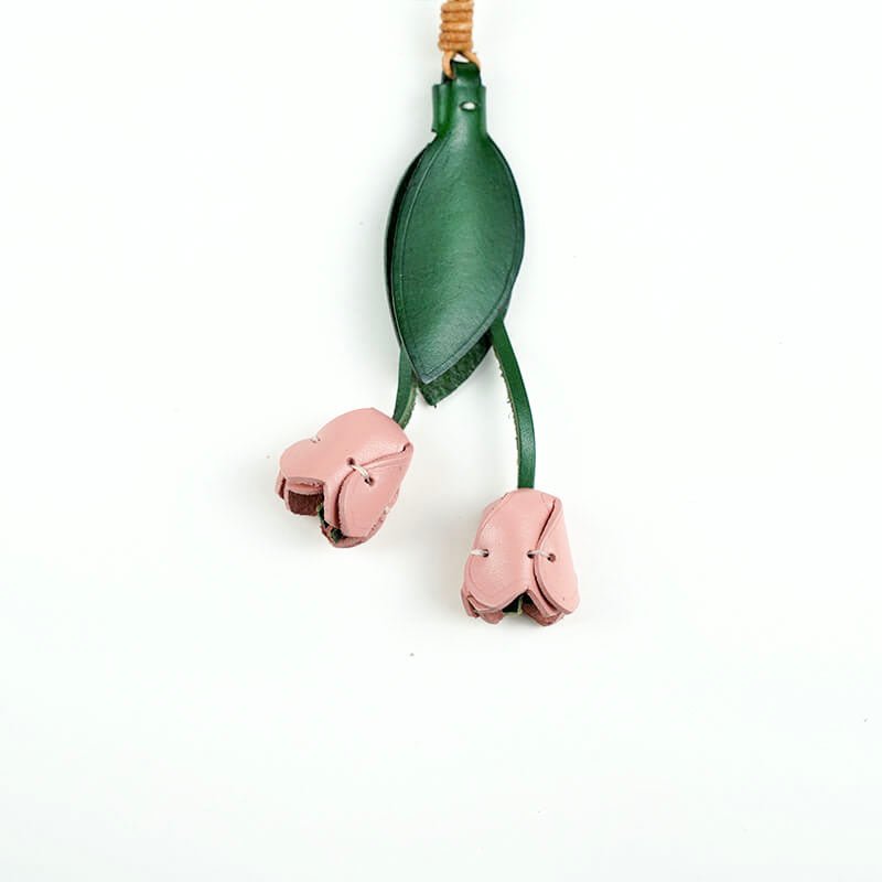 Tulip Flower Shape Leather Charm Keychain – Babylon Leather - Babylon LeatherBabylon LeatherLL55-Pink