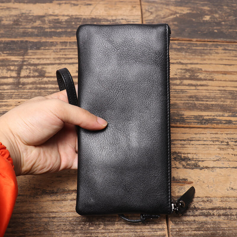 Ultra - Slim Soft Leather Zip Coin & Phone Wallet – Babylon Leather - Babylon LeatherBabylon LeatherLJ130-Black