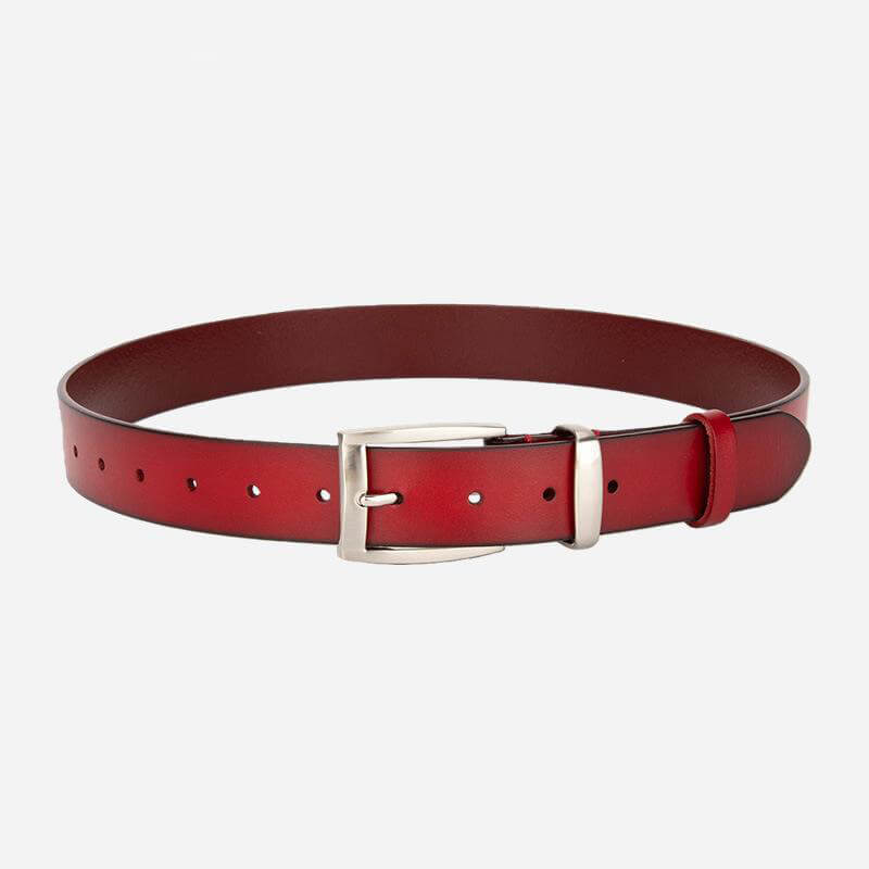 Unisex Top - Grain Cowhide Belt with Smooth Buckle – Babylon Leather - Babylon LeatherBabylon LeatherDJ05-Red
