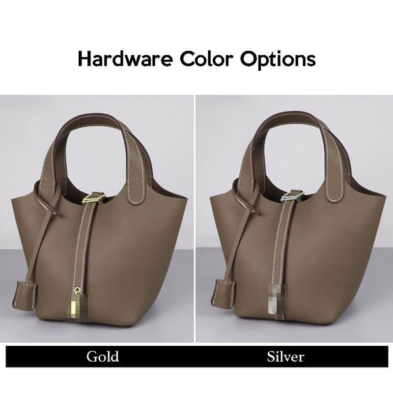 Unlined Leather Picotin Bag DIY Kit ¨C - Babylon Leather - Babylon LeatherBabylon LeatherSY01 - Unlined - Brown - Large - Gold & White