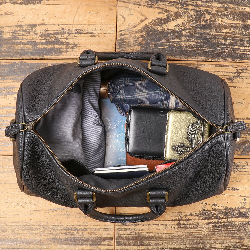Urban Top - Grain Leather Barrel Duffel Bag – Babylon Leather - Babylon LeatherBabylon LeatherLJ115-Black