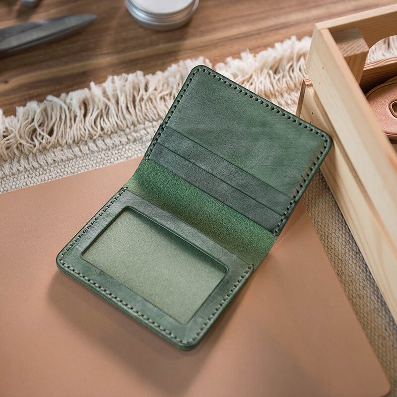 Vegetable - Tanned Leather Card Case DIY Kit – Babylon Leather - Babylon LeatherBabylon LeatherLZ55-Green-Fog Wax Leather
