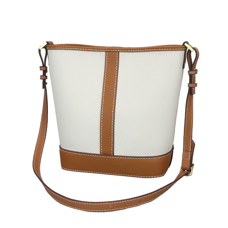 Vertical Stripe Bucket Bag DIY Kit ¨C Babylon Leather - Babylon LeatherBabylon LeatherSY121-White & Caramel-White