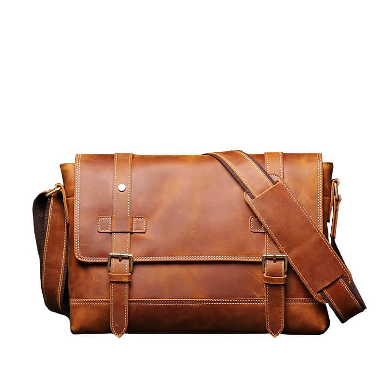 Vintage Cowhide Crossbody Messenger Bag – Babylon Leather - Babylon LeatherBabylon LeatherLJ033 - Brown