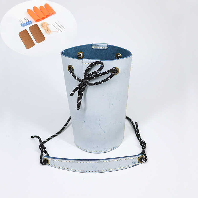 Vintage Crossbody Bucket Bag Fog Wax Leather DIY Kit – Babylon Leather - Babylon LeatherBabylon LeatherCY03-Blue
