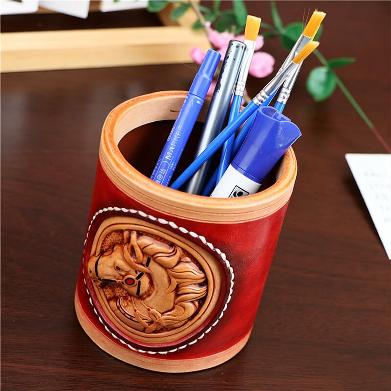 Vintage Horse - Shaped Leather Pen Holder – Babylon Leather - Babylon LeatherBabylon LeatherLLZ90-Red