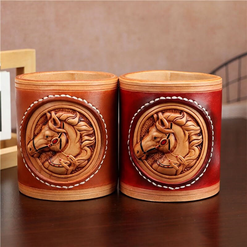 Vintage Horse - Shaped Leather Pen Holder – Babylon Leather - Babylon LeatherBabylon LeatherLLZ90-Red