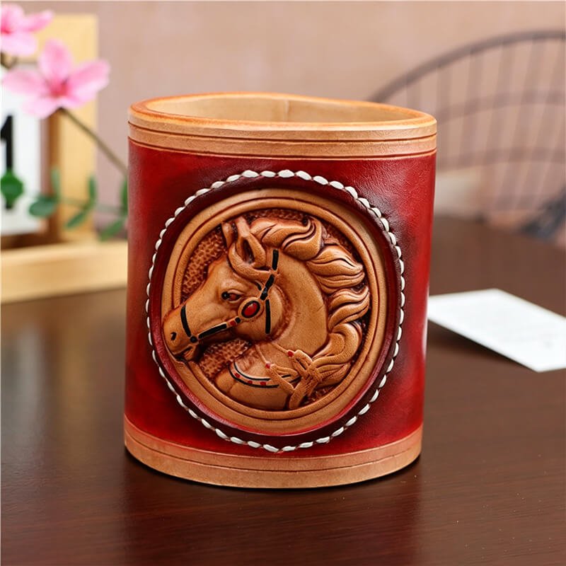 Vintage Horse - Shaped Leather Pen Holder – Babylon Leather - Babylon LeatherBabylon LeatherLLZ90-Red