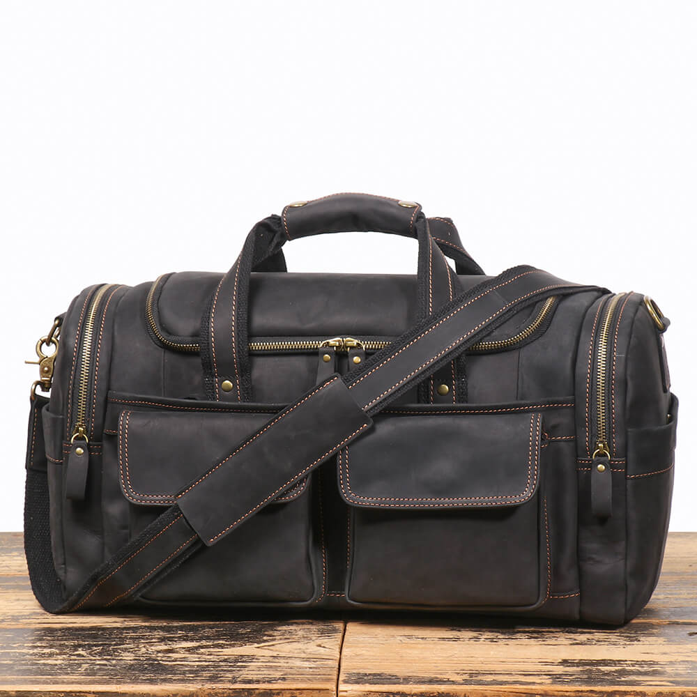 Vintage Leather Overnight Travel Bag – Babylon Leather - Babylon LeatherBabylon LeatherLJ084 - Black