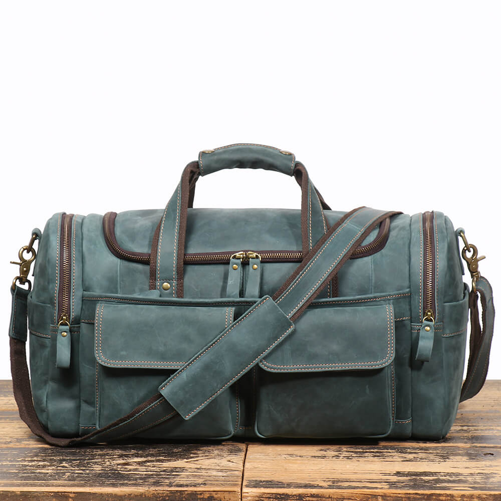 Vintage Leather Overnight Travel Bag – Babylon Leather - Babylon LeatherBabylon LeatherLJ084 - Peacock Blue