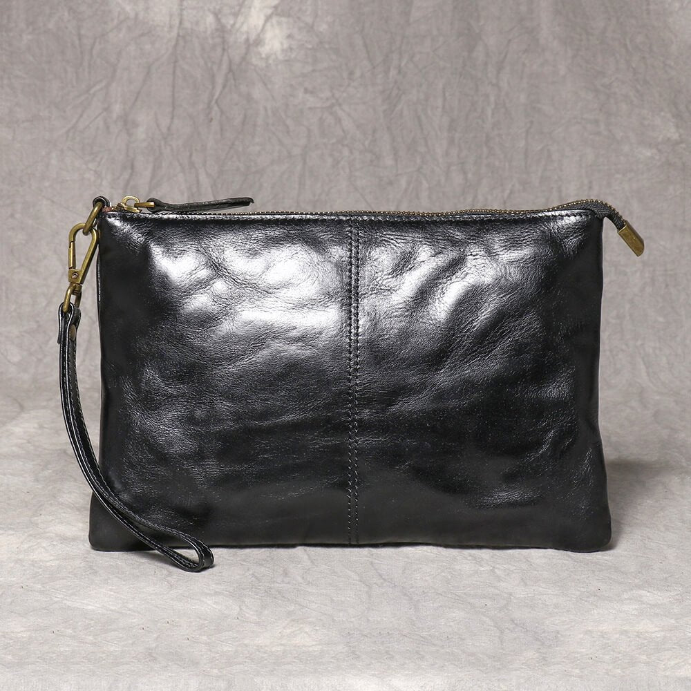 Vintage Leather Wristlet Clutch Bag – Babylon Leather - Babylon LeatherBabylon LeatherLJ064 - Black