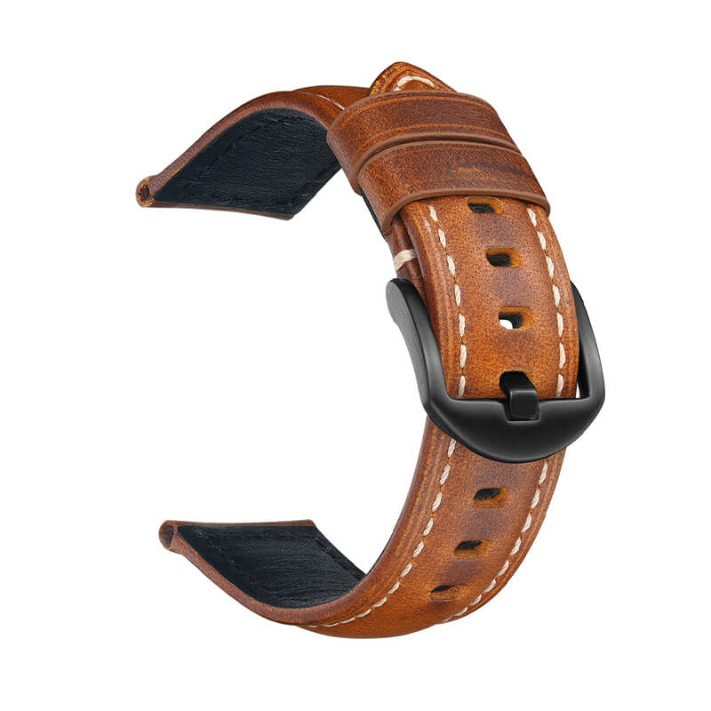 Vintage Oil-Waxed Top Grain Leather Watch Strap, 18mm to 26mm – Babylon Leather - Babylon LeatherBabylon LeatherOL09-Brown-Black-18 mm