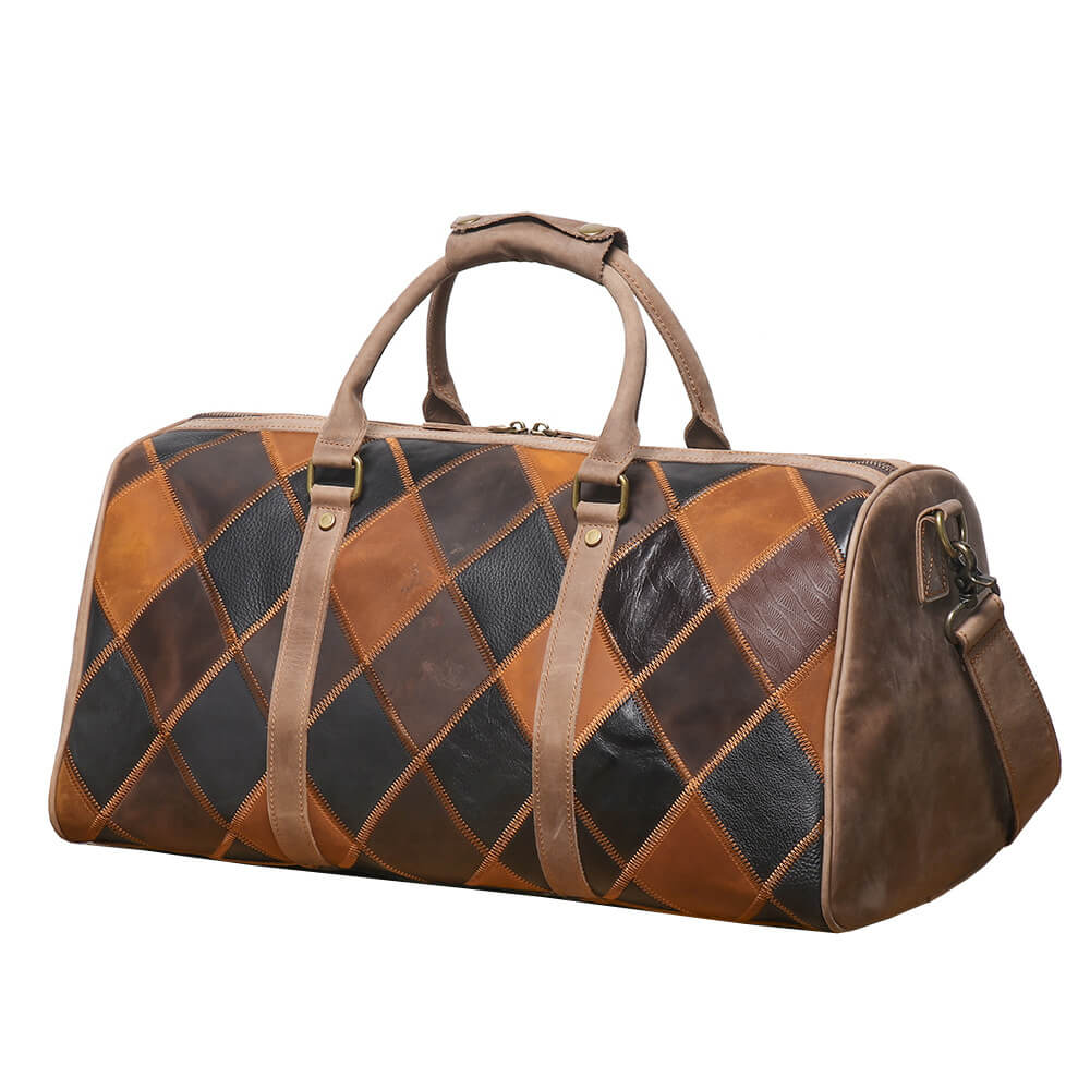 Vintage Patchwork Top - Grain Leather Weekender Travel Bag for Men – Babylon Leather - Babylon LeatherBabylon LeatherLJ105-Random Mixed-Color