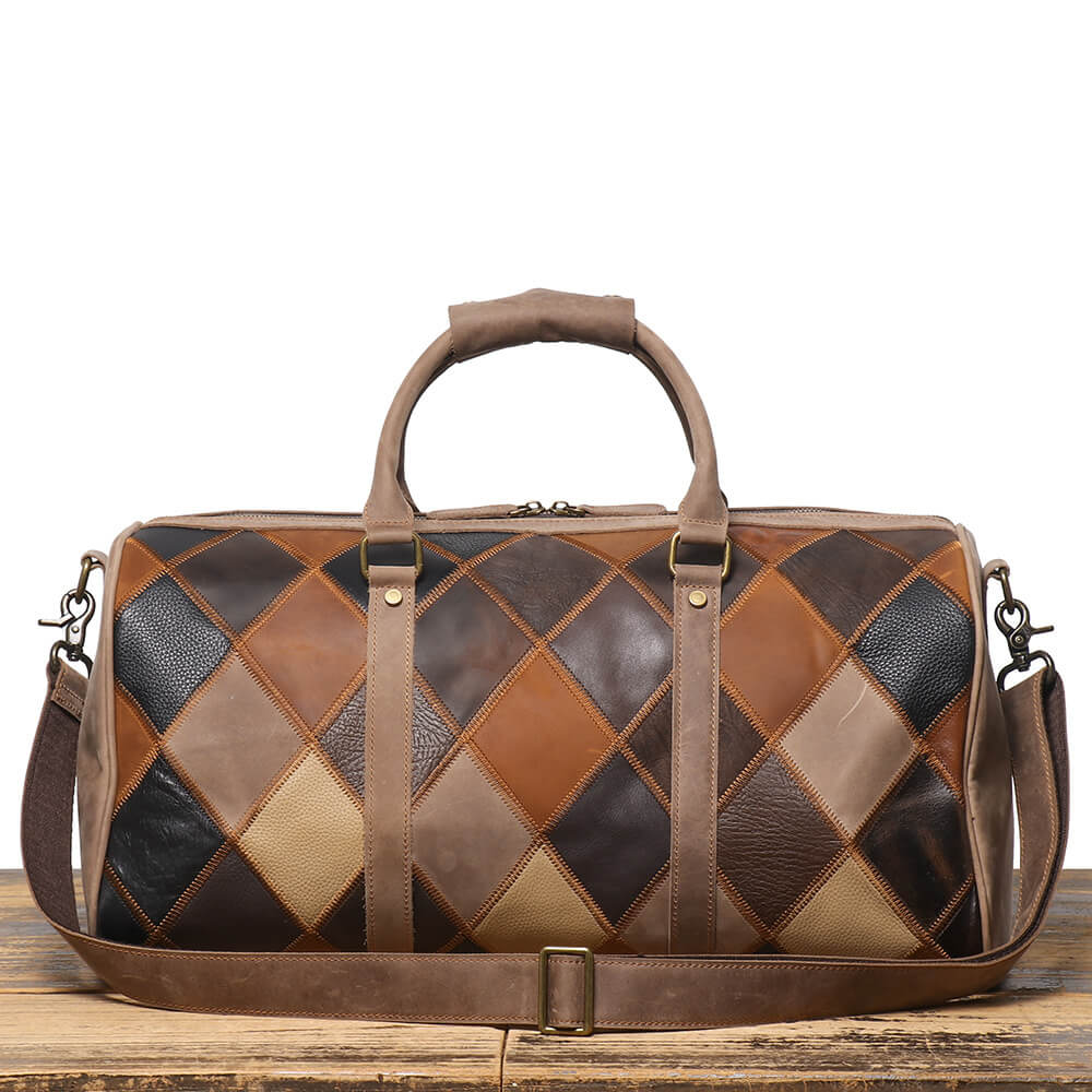 Vintage Patchwork Top - Grain Leather Weekender Travel Bag for Men – Babylon Leather - Babylon LeatherBabylon LeatherLJ105-Random Mixed-Color