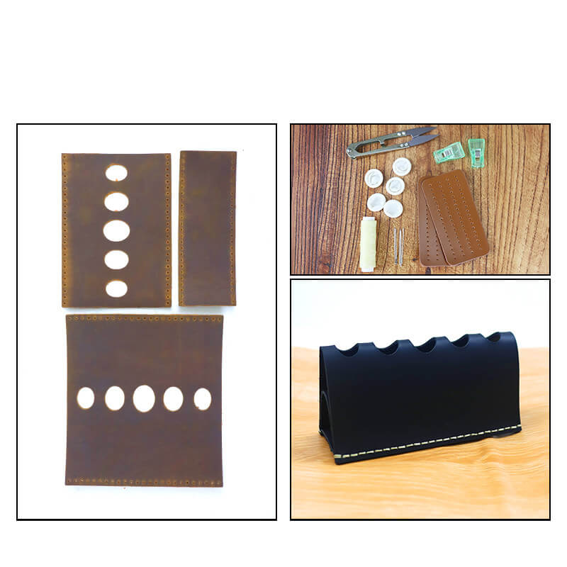 Vintage Pen Holder Crazy Horse Leather DIY Kit – Babylon Leather - Babylon LeatherBabylon LeatherCY17-Black