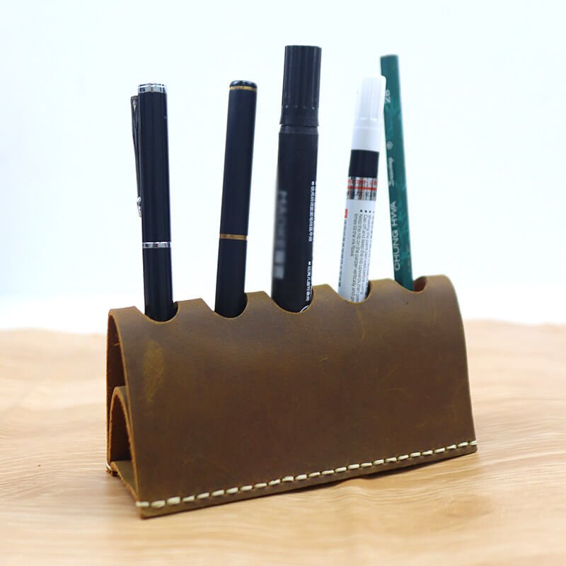 Vintage Pen Holder Crazy Horse Leather DIY Kit – Babylon Leather - Babylon LeatherBabylon LeatherCY17-Brown