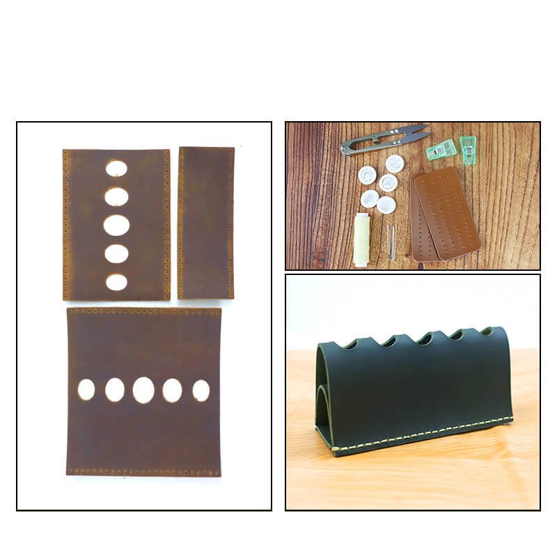 Vintage Pen Holder Crazy Horse Leather DIY Kit – Babylon Leather - Babylon LeatherBabylon LeatherCY17-Green