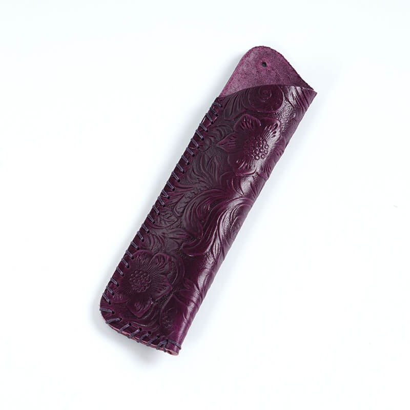 Vintage Single Pen Sleeve – Babylon Leather - Babylon LeatherBabylon LeatherAN22-Purple-Carved Version-2 pcs
