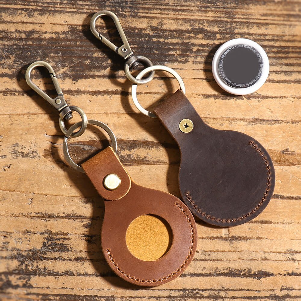 Vintage Top - Grain Leather GPS Tracker AirTag Holder with Metal Clip – Babylon Leather - Babylon LeatherBabylon LeatherLJ138-Coffee