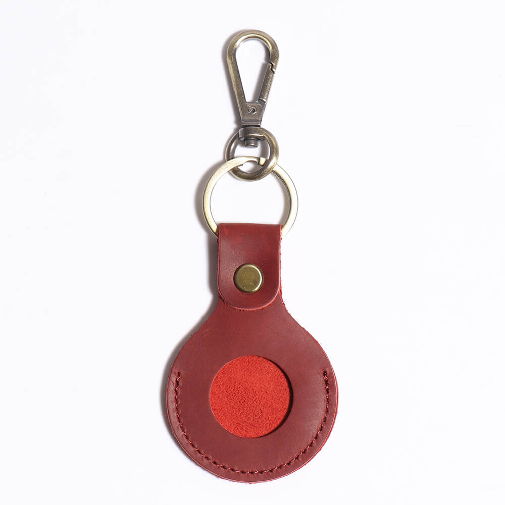 Vintage Top - Grain Leather GPS Tracker AirTag Holder with Metal Clip – Babylon Leather - Babylon LeatherBabylon LeatherLJ138-Red