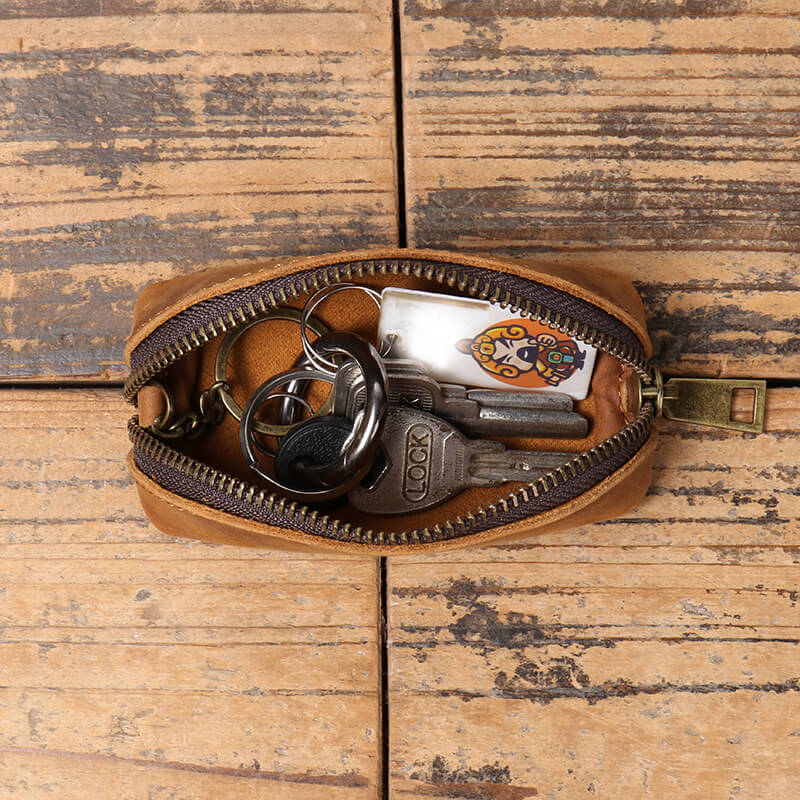 Vintage Top - Grain Leather Key Holder Pouch – Babylon Leather - Babylon LeatherBabylon LeatherLJ118-Brown