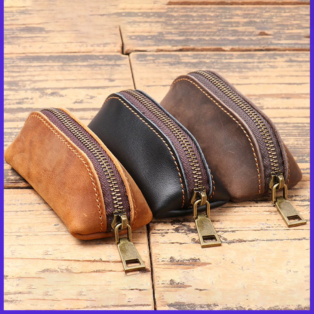Vintage Top - Grain Leather Key Holder Pouch – Babylon Leather - Babylon LeatherBabylon LeatherLJ118-Brown