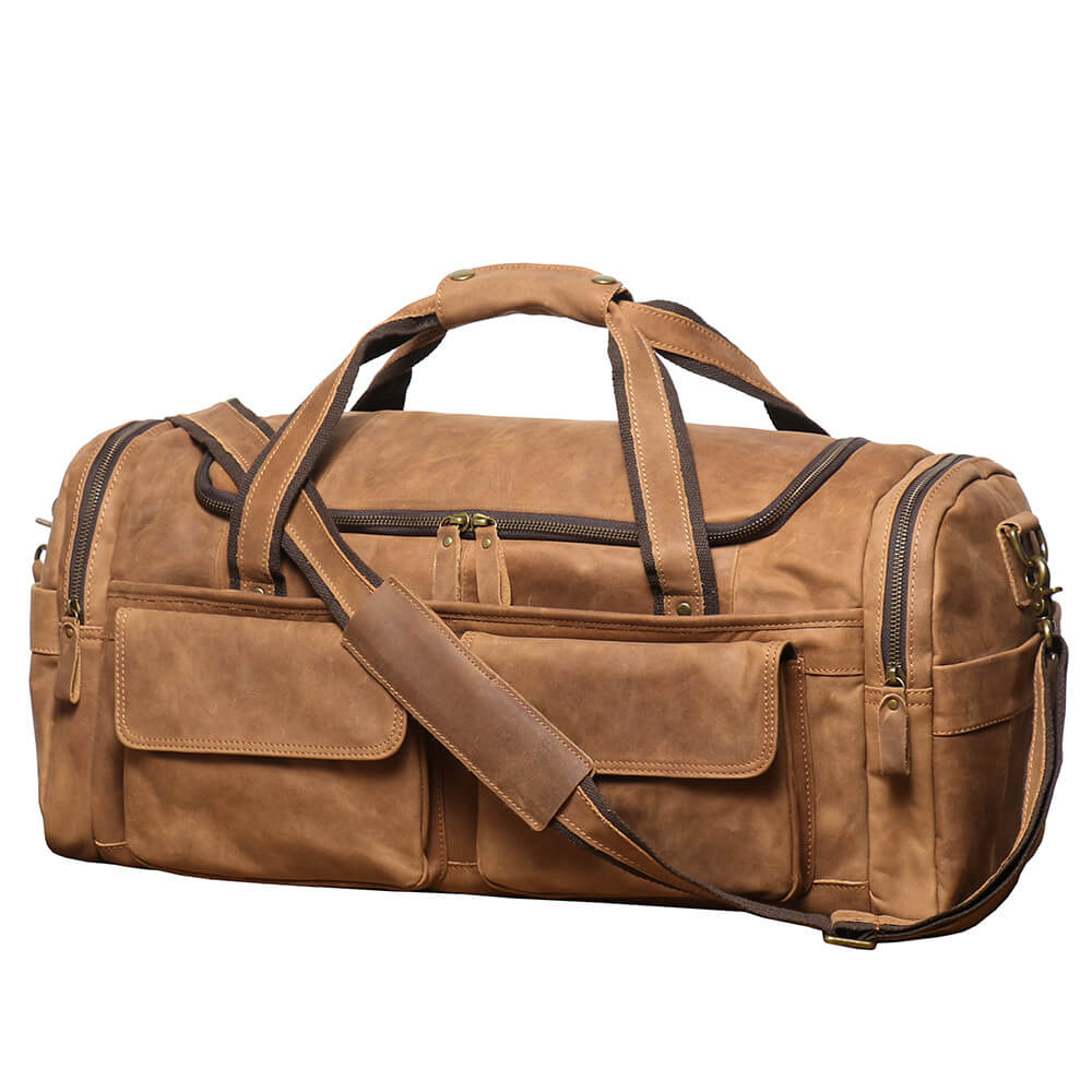 Vintage Top - Grain Leather Men’s Weekender Duffel Bag – Babylon Leather - Babylon LeatherBabylon LeatherLJ107-Brown