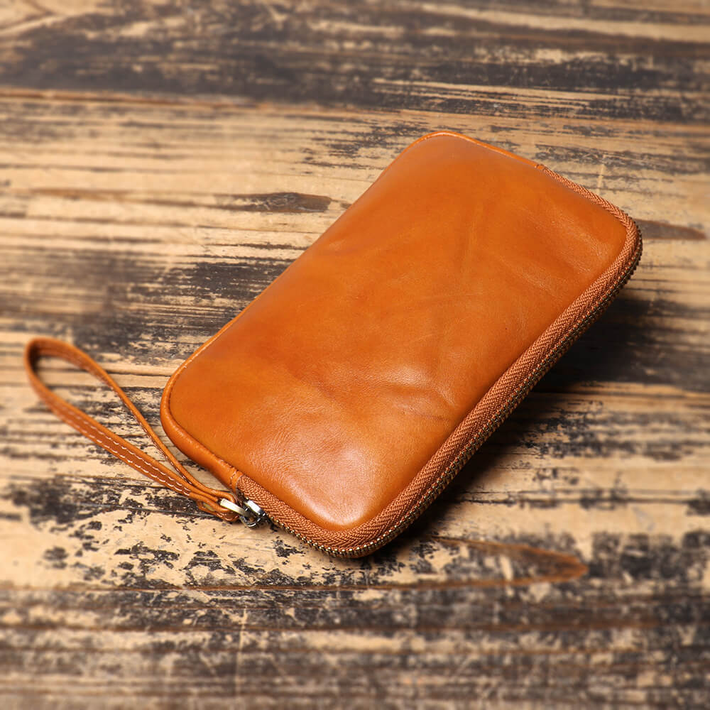 Vintage Top - Grain Leather Multi - Pocket Wristlet Wallet – Babylon Leather - Babylon LeatherBabylon LeatherLJ121-Black