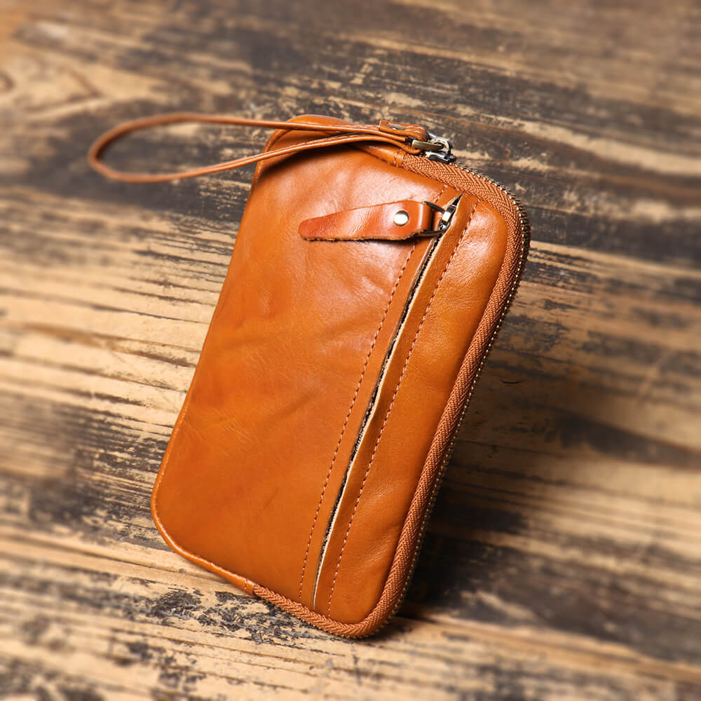 Vintage Top - Grain Leather Multi - Pocket Wristlet Wallet – Babylon Leather - Babylon LeatherBabylon LeatherLJ121-Black