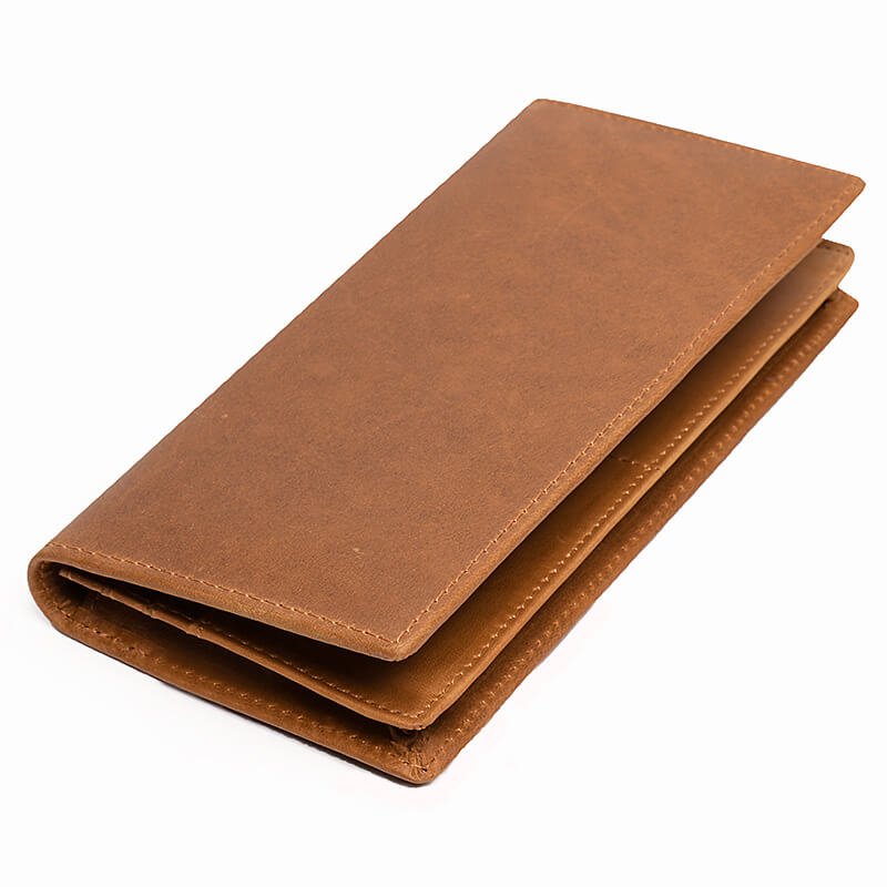 Vintage Top - Grain Leather Slim Bifold Long Money Holder Wallet – Babylon Leather - Babylon LeatherBabylon LeatherLJ140-Brown
