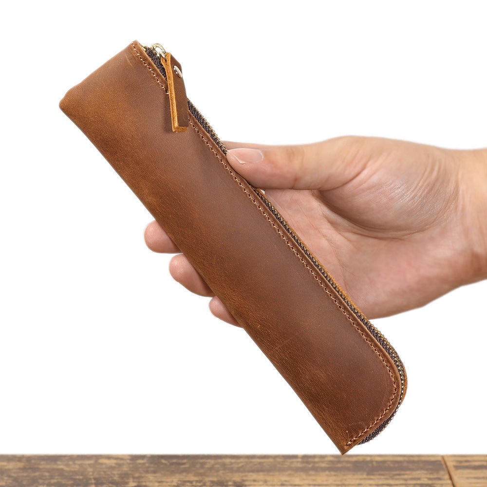 Vintage Top - Grain Leather Zipper Pen Case – Babylon Leather - Babylon LeatherBabylon LeatherLJ137-Brown