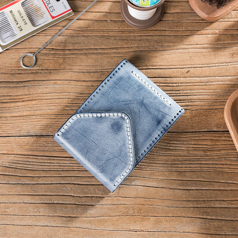 Vintage Waxed Leather Driver License Holder DIY Kit – Babylon Leather - Babylon LeatherBabylon LeatherLZ62-Blue-Fog Wax Leather