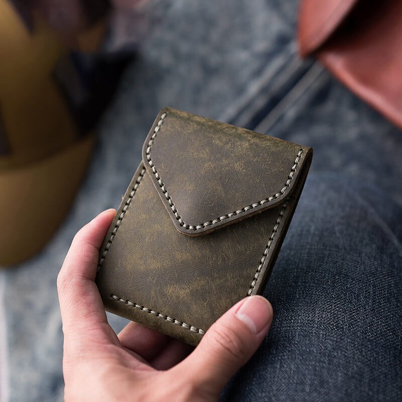 Vintage Waxed Leather Driver License Holder DIY Kit – Babylon Leather - Babylon LeatherBabylon LeatherLZ62-Green-Distressed Nubuck Leather
