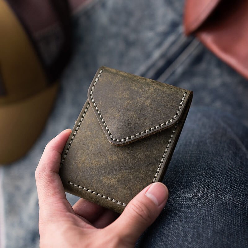 Vintage Waxed Leather Driver License Holder DIY Kit – Babylon Leather - Babylon LeatherBabylon LeatherLZ62-Green-Distressed Nubuck Leather