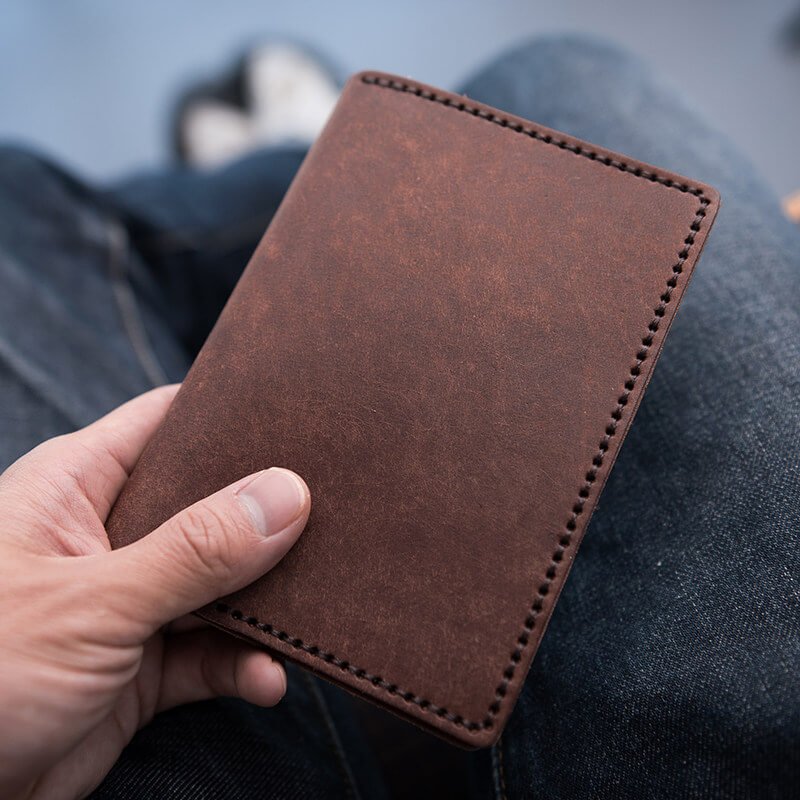 Vintage Waxed Leather Travel Passport Holder DIY Kit – Babylon Leather - Babylon LeatherBabylon LeatherLZ61-Coffee-Distressed Nubuck Leather