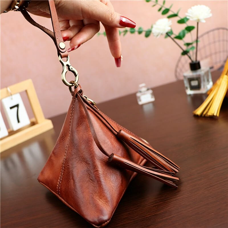 Vintage Zongzi - Shaped Leather Coin Purse – Babylon Leather - Babylon LeatherBabylon LeatherLLZ11-Brown