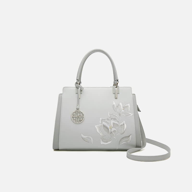 Voice of Light Leather and Silk Handbag Crossbody Bag – Babylon Leather - Babylon LeatherBabylon LeatherTX126-Grey