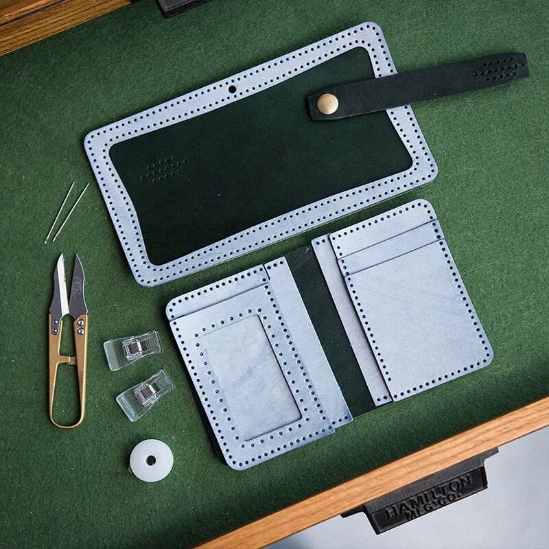 Wallet DIY Leather Kit with Hand Sanitizer Strap — Babylon Leather - Babylon LeatherBabylon LeatherLZ59-Blue-Veg Tanned Leather