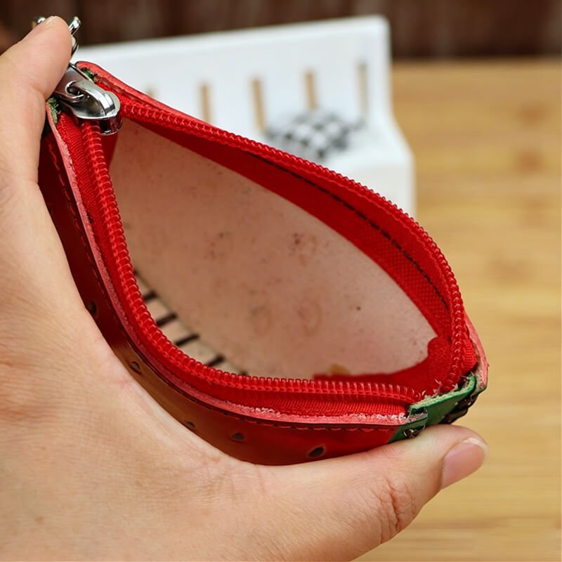 Watermelon - Shaped Leather Coin Purse – Babylon Leather - Babylon LeatherBabylon LeatherLLZ50-Red