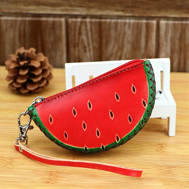 Watermelon - Shaped Leather Coin Purse – Babylon Leather - Babylon LeatherBabylon LeatherLLZ50-Red