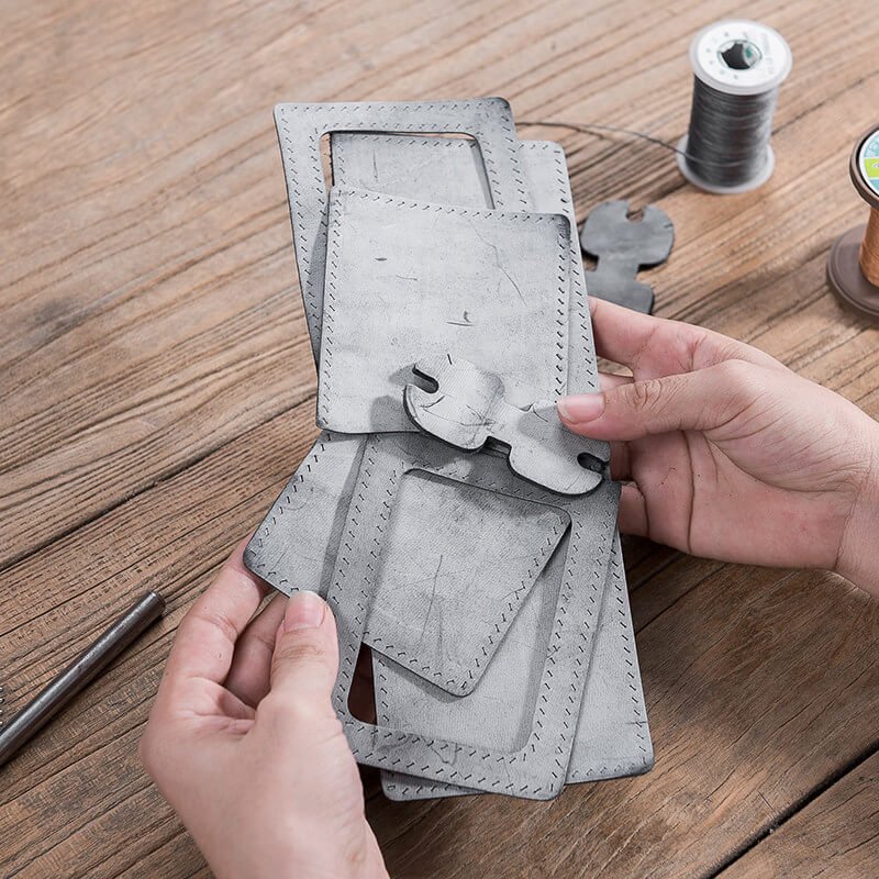Waxed Leather Card Holder DIY Kit – Babylon Leather - Babylon LeatherBabylon LeatherLZ69-Black-Fog Wax Leather