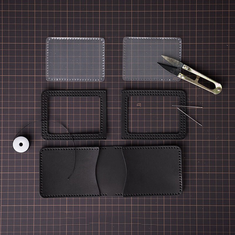 Waxed Leather Card Holder DIY Kit – Babylon Leather - Babylon LeatherBabylon LeatherLZ69-Black-Veg Tanned Leather