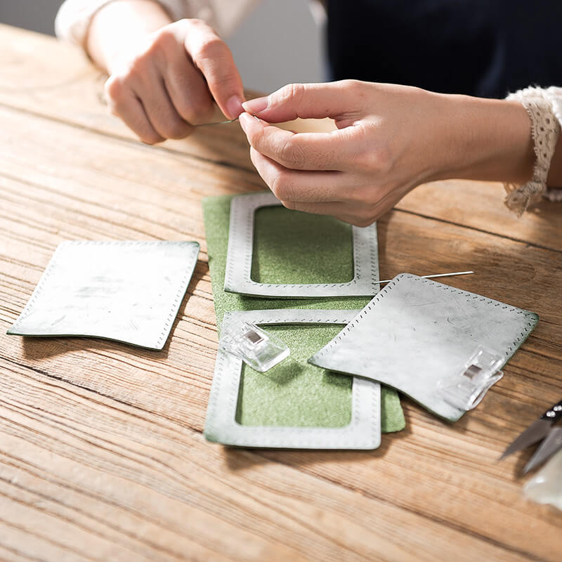 Waxed Leather Card Holder DIY Kit – Babylon Leather - Babylon LeatherBabylon LeatherLZ69-Green-Fog Wax Leather