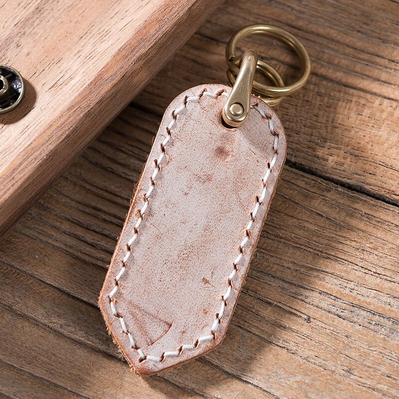 Waxed Leather DIY Keychain Craft Kit – Babylon Leather - Babylon LeatherBabylon LeatherLZ70-Tan-Fog Wax Leather