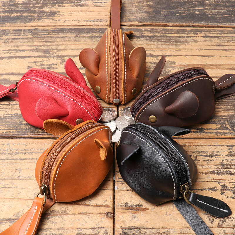 Whimsical Leather Mouse Coin Purse with Key Ring – Babylon Leather - Babylon LeatherBabylon LeatherLJ123-Brown