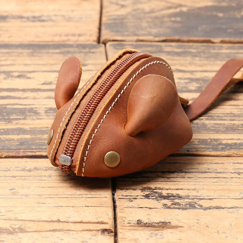 Whimsical Leather Mouse Coin Purse with Key Ring – Babylon Leather - Babylon LeatherBabylon LeatherLJ123-Brown