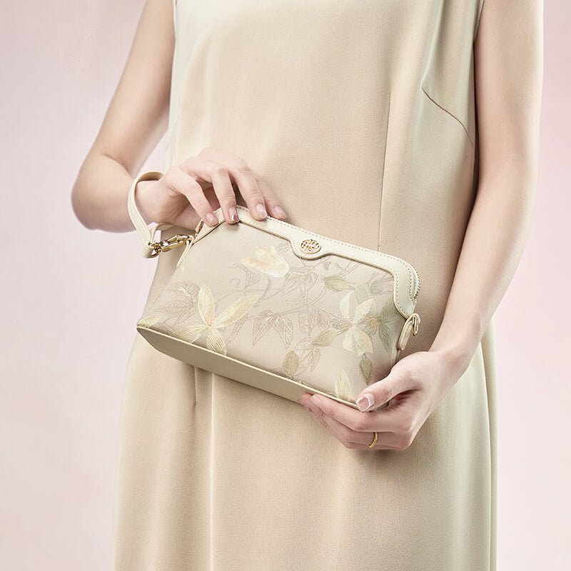 Whisper of Light Leather and Silk Clutch – Babylon Leather - Babylon LeatherBabylon LeatherTX049-White